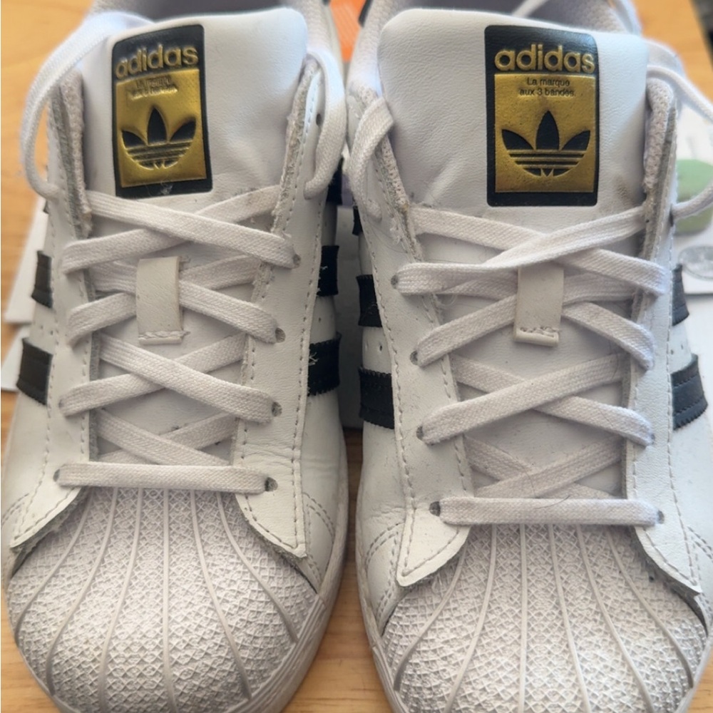 Adidas Kids White Sneakers with Black Stripes